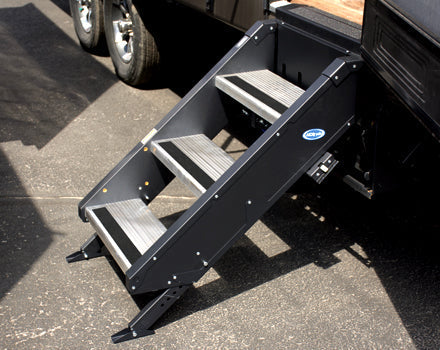 MORryde STP-209 StepAbove 3-Step RV Entry Steps - 30"-32" Wide 9" Rise Premium Camper Stairs