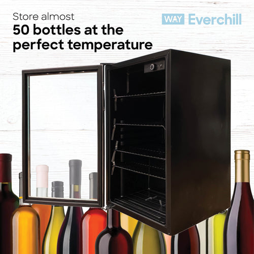 4.6 cu ft 110 volt Everchill Wine Fridge - Stainless Steel Front/Black Body JC-128-LED - DISCONTINUED 3/25/25