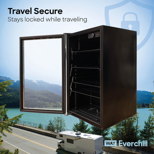 4.6 cu ft 110 volt Everchill Wine Fridge - Stainless Steel Front/Black Body JC-128-LED - DISCONTINUED 3/25/25