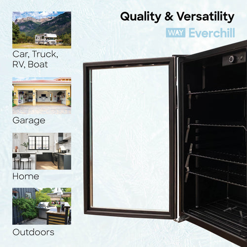 4.6 cu ft 110 volt Everchill Wine Fridge - Stainless Steel Front/Black Body JC-128-LED - DISCONTINUED 3/25/25