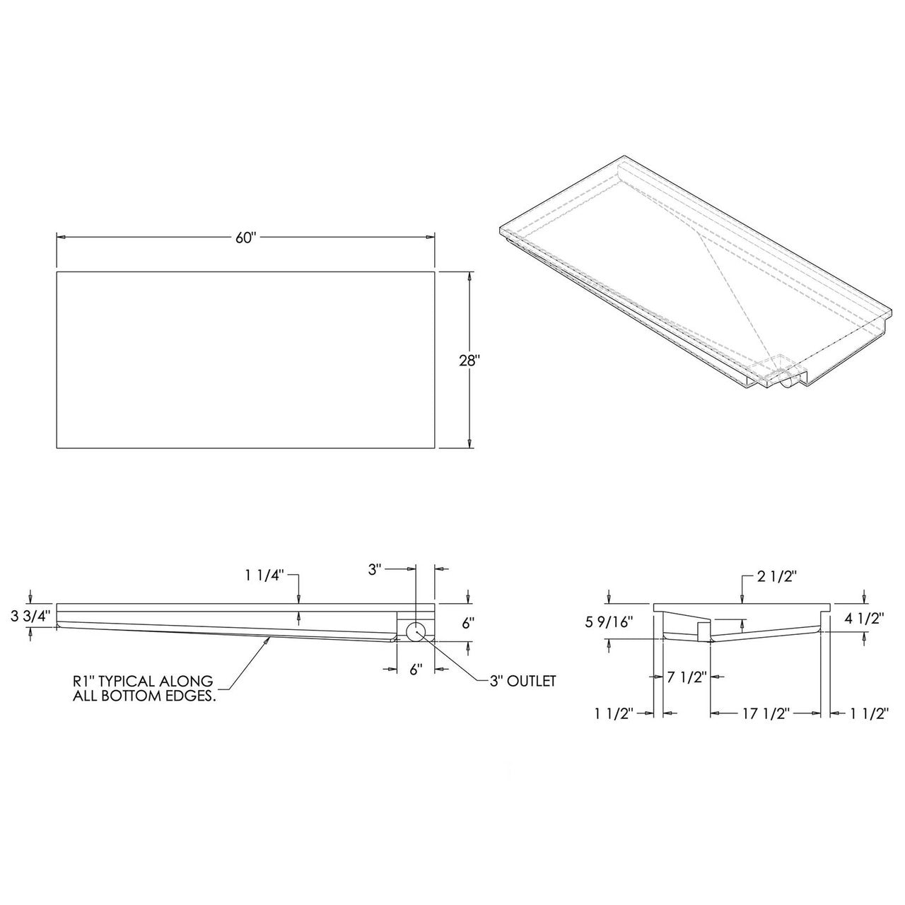 30 Gallon RV Holding Tank 60" x 28" x 6 1/8" (EPI 4339/H1259000)