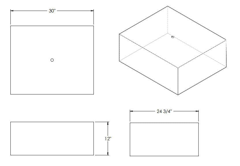 Elkhart Plastics - 31 Gallon RV Fresh Water Tank - 30" x 24.75" x 12" - FDA Approved Polyethylene