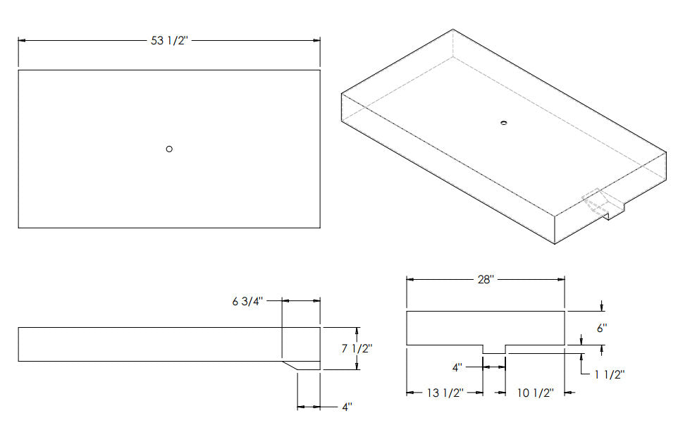 Elkhart Plastics - 37 Gallon RV Fresh Water Tank - 53.5" x 28" x 6" - EPI 4349 - Low Profile FDA Approved