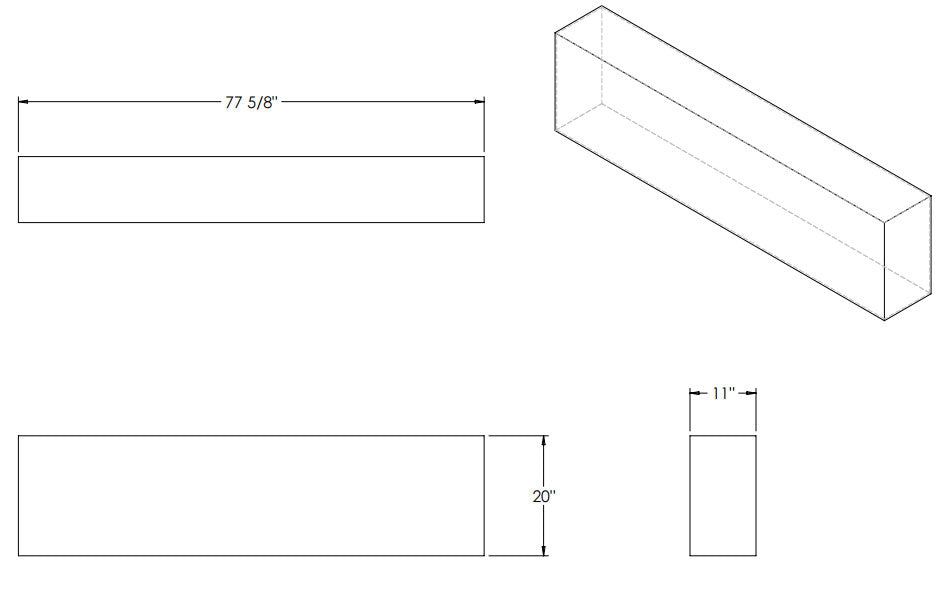 70 Gallon RV Fresh Water Tank 77 5/8" x 20" x 11" - Elkhart Plastics 4364 - OEM Replacement Tank