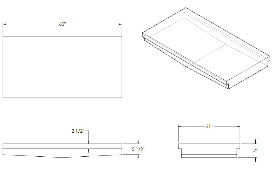 44 Gallon RV Water Tank 60" x 31" x 7" EPI 4419 Discontinued