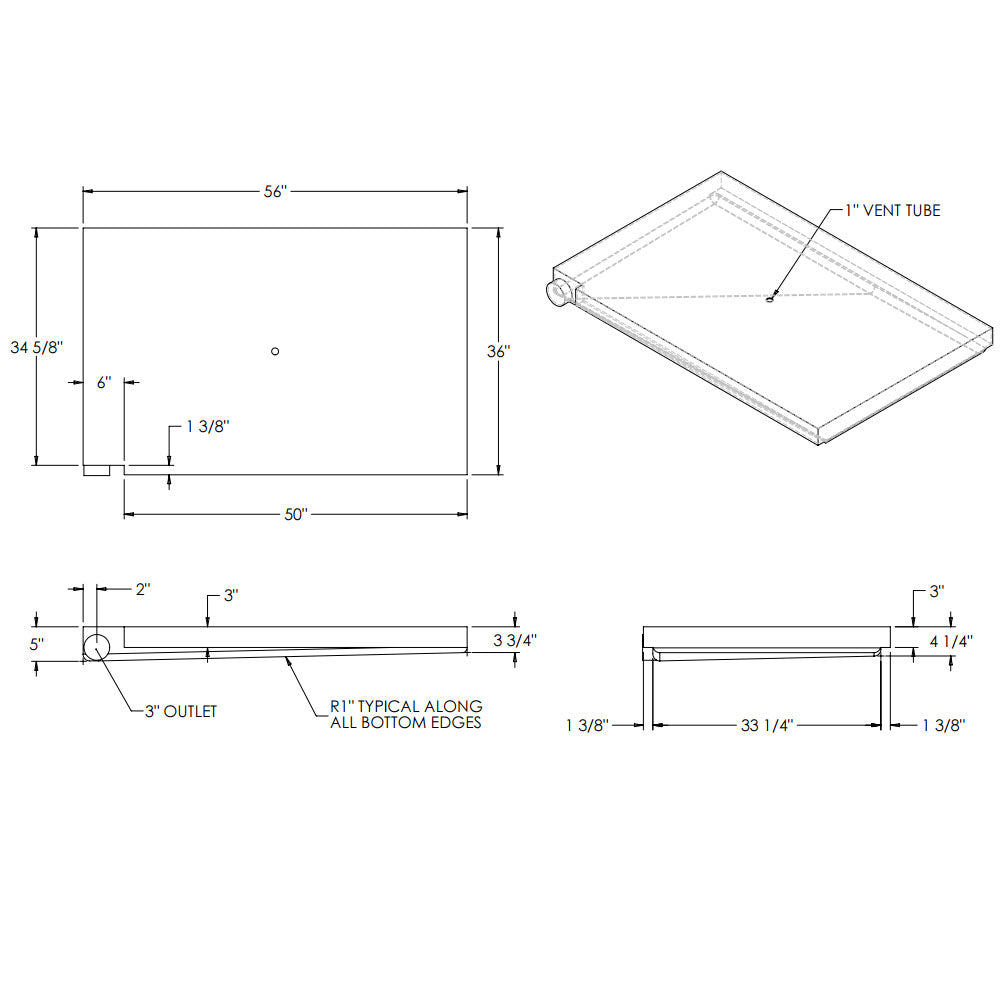 33 Gallon RV Holding Tank 56" x 36" x 5" EPI 4897/H1323 Discontinued