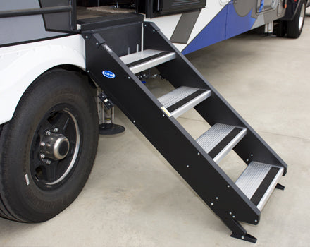 MORryde STP-213 StepAbove 4-Step RV Entry Steps - 30"-32" Wide 8" Rise Premium Camper Stairs