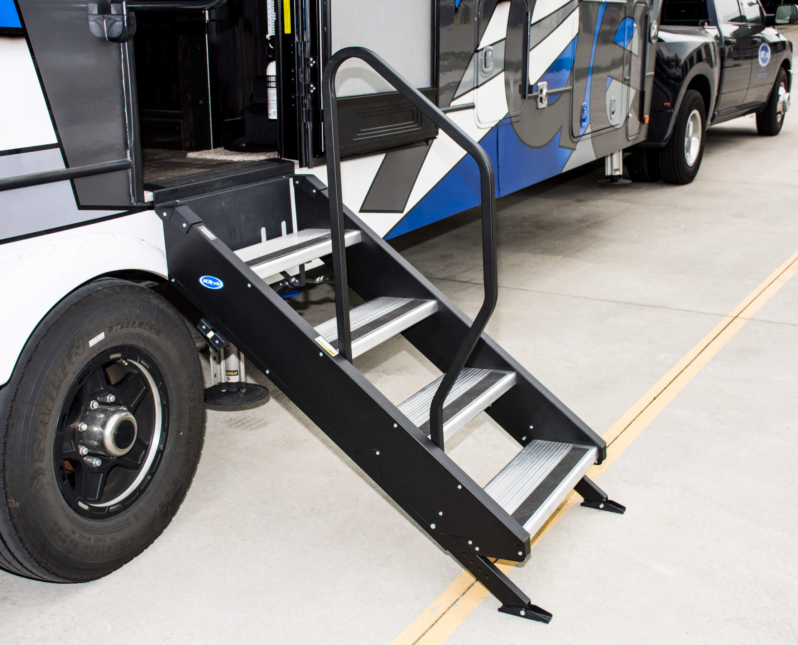 MORryde STP214-120H StepAbove 4-Step Handrail - Left Side Safety Rail for 2nd Gen RV Steps