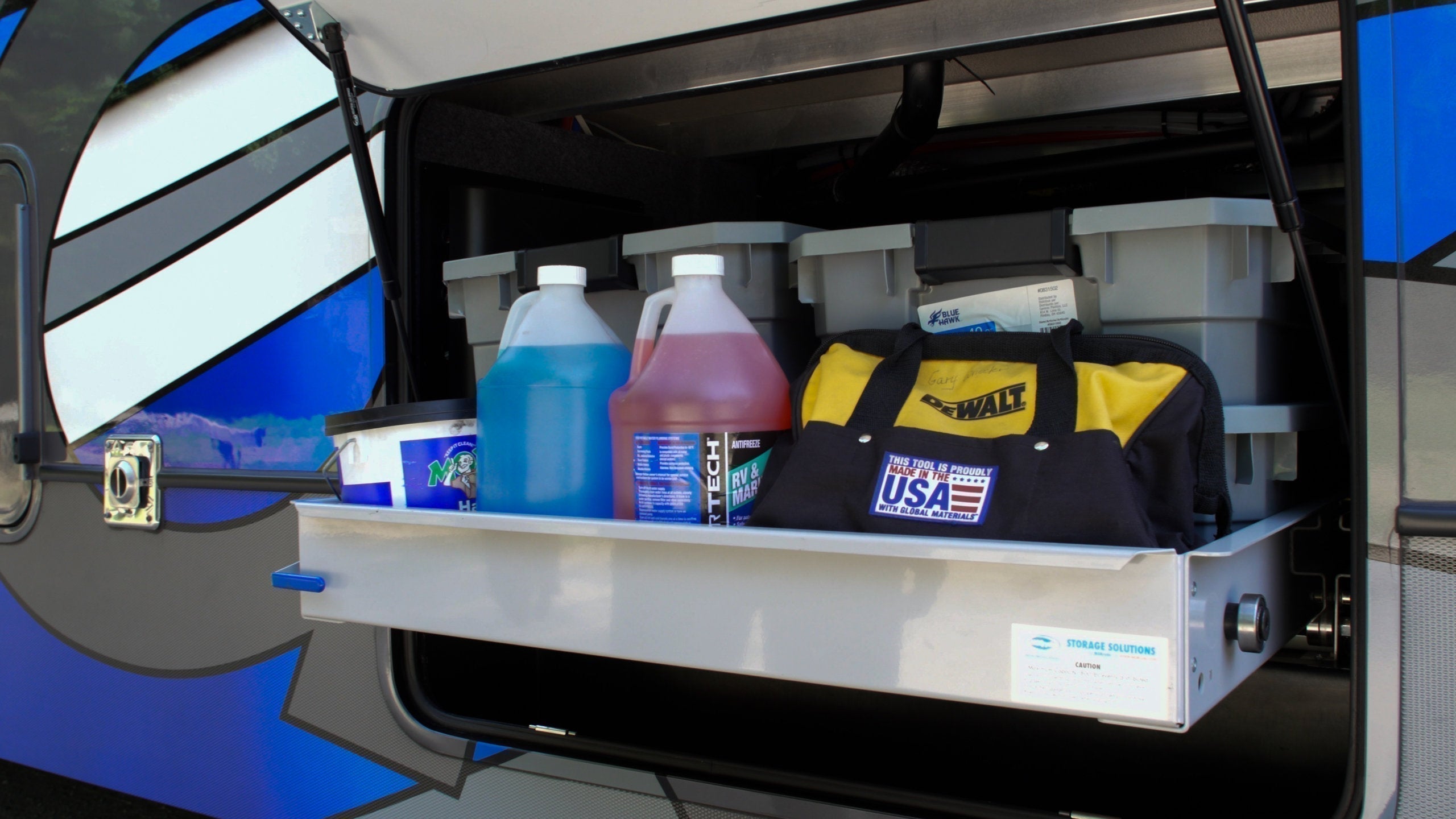 MORryde RV Cargo Slide Tray - Fully Assembled - 60% Extension - 800 lbs Capacity - 1 Way Slide - 60" Width X 60" Length Cargo Tray with Carpet - CTG60-4860W