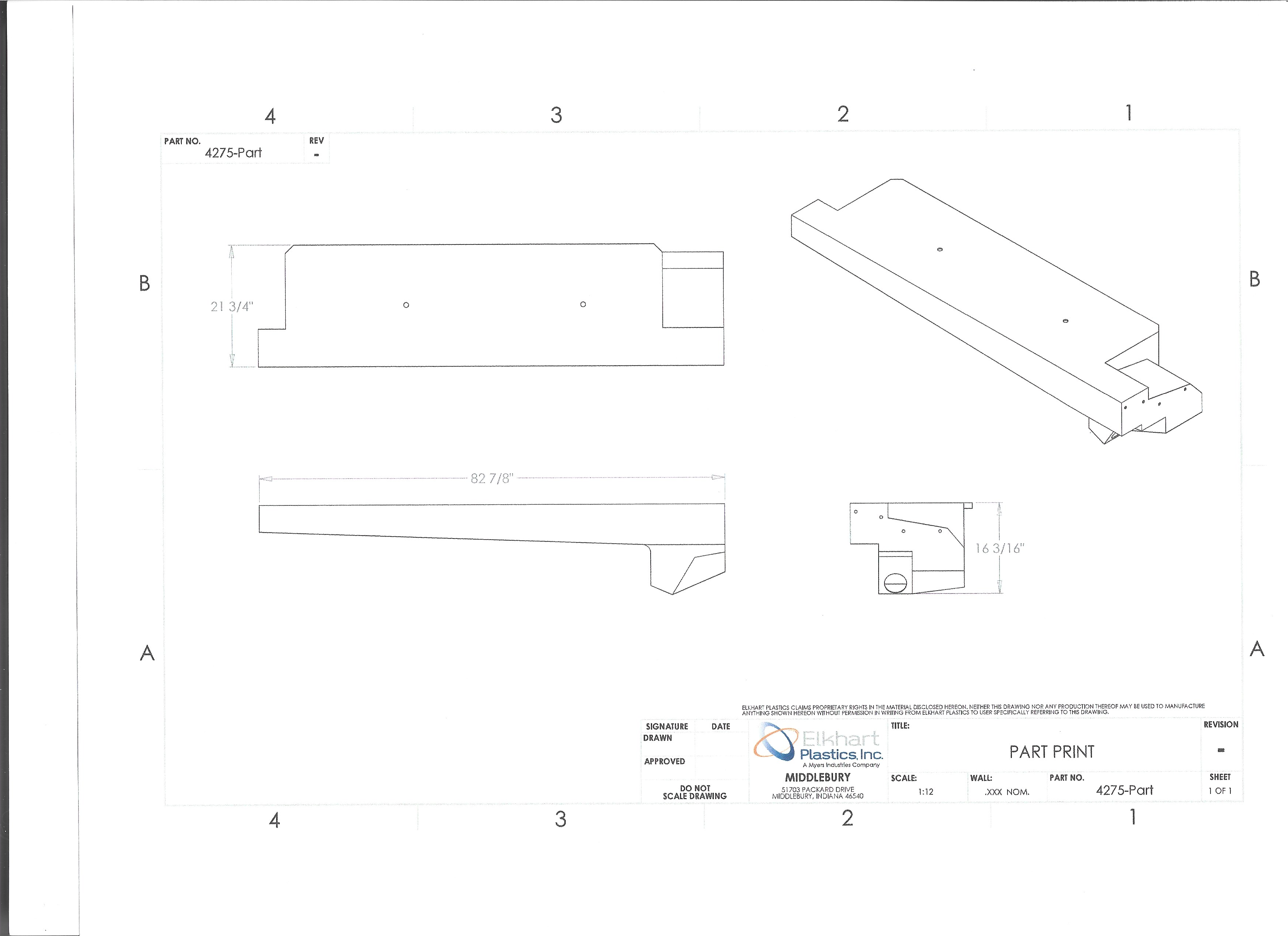 43 Gallon RV Holding Tank 82 7/8" x 21 3/4" x 16 1/8" EPI 4275