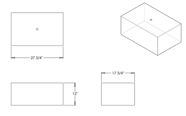 25 Gallon RV Fresh Water Tank - 27.75" x 17.75" x 12" - Elkhart Plastics 0129W/W1637 - OEM Grade Replacement