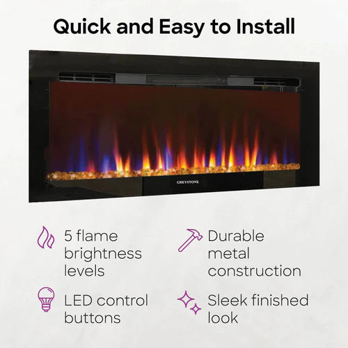 Greystone - 31" Black Electric RV Fireplace with Crystal Log Set | F31-18A | 2022302071