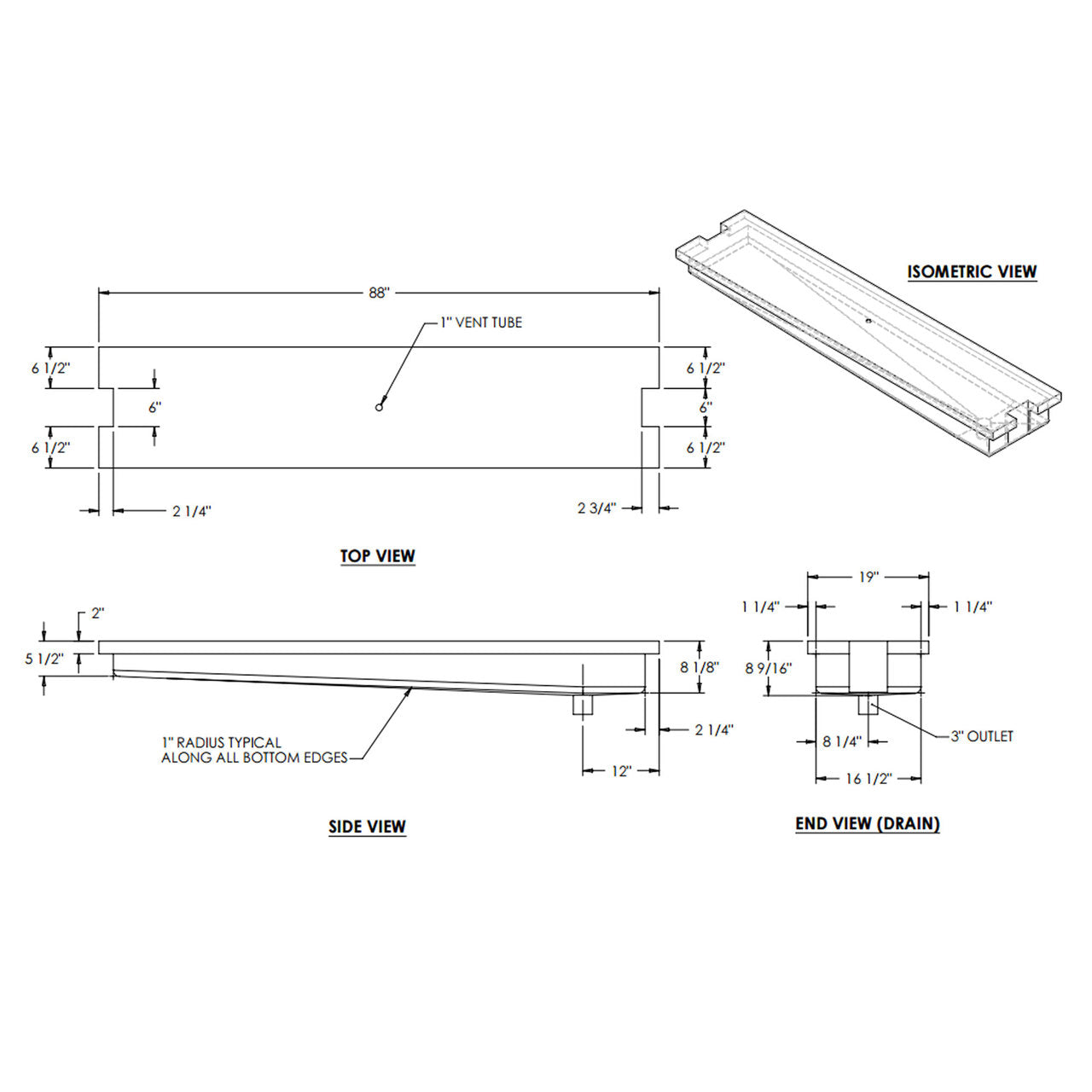 41 Gallon RV Holding Tank 88" x 19" x 8 1/8" EPI 1534 or H1270 - Discontinued