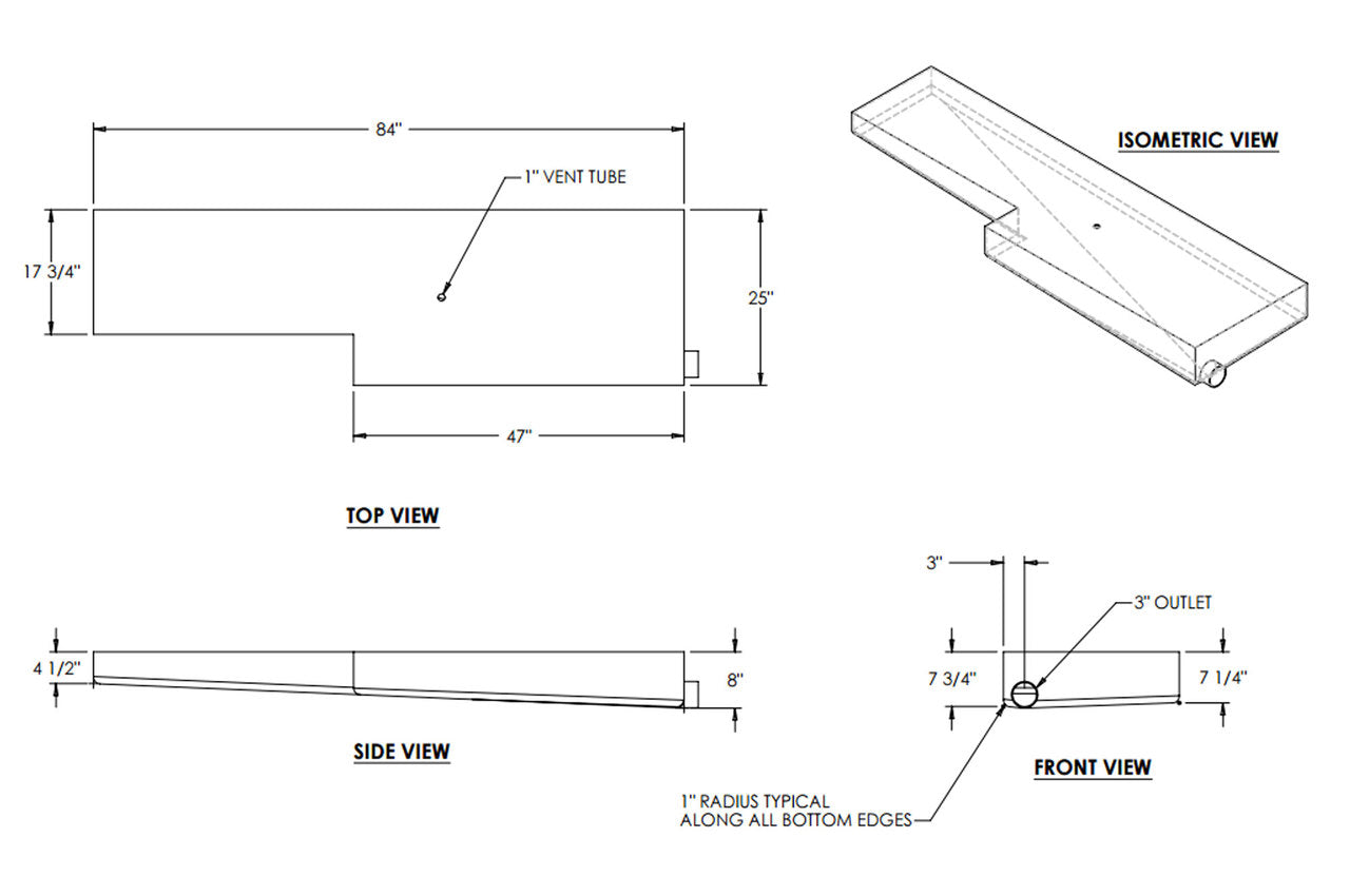 50 Gallon RV Holding Tank 84" x 25" x 8" EPI 140H - discontinued, Discontinued