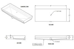 Elkhart Plastics - 37 Gallon RV Holding Tank - 60" x 24" x 8" - Side Drain - EPI 2006 / H1231002