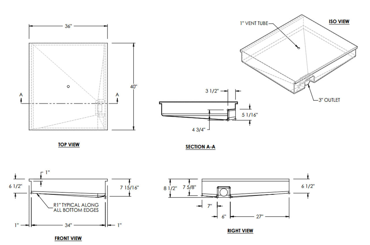 40 Gallon RV Holding Tank 40" x 36" x 8 1/2" EPI 2419 MOLD SOLD