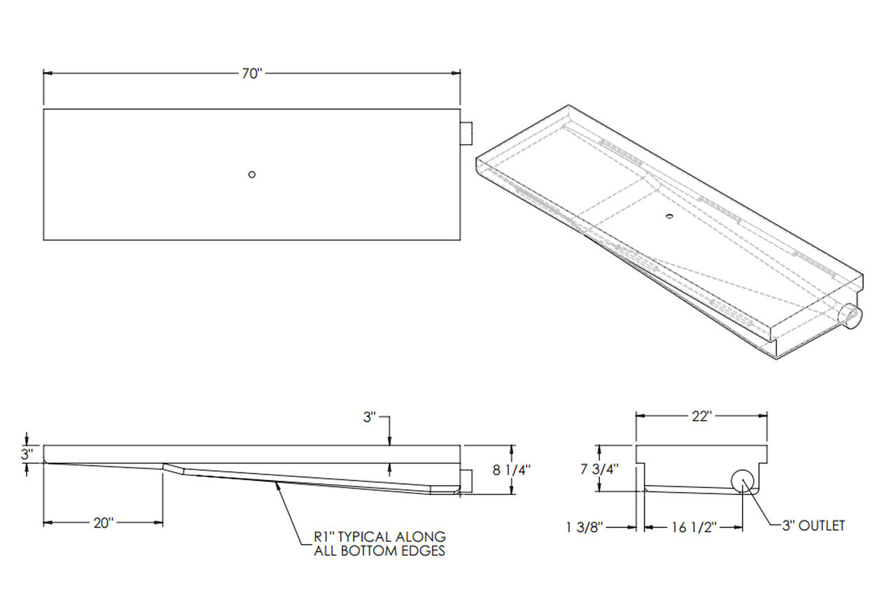 36 Gallon RV Holding Tank 70" x 22" x 8 1/4" EPI 3009 Discontinued