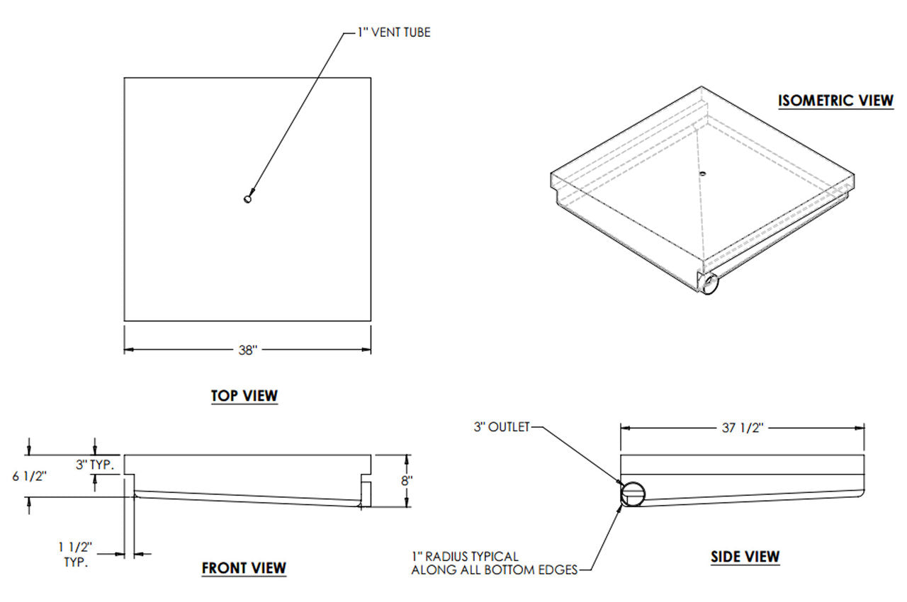 48 Gallon RV Holding Tank 38" x 37 1/2" x 8" EPI 312H Discontinued