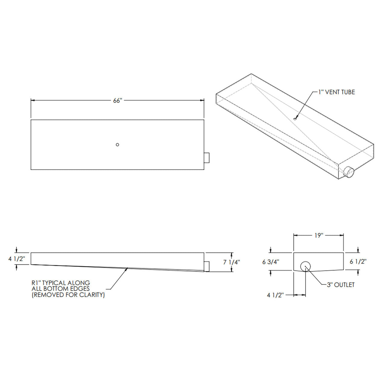 29 Gallon RV Holding Tank 66" x 19" x 7 1/4" EPI 3863 EPI Discontinued