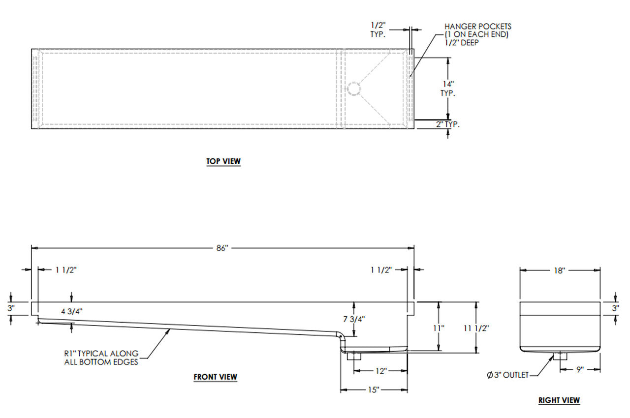 53 Gallon RV Holding Tank 86" x 18" x 11 1/2" EPI 399H Discontinued per Sherri