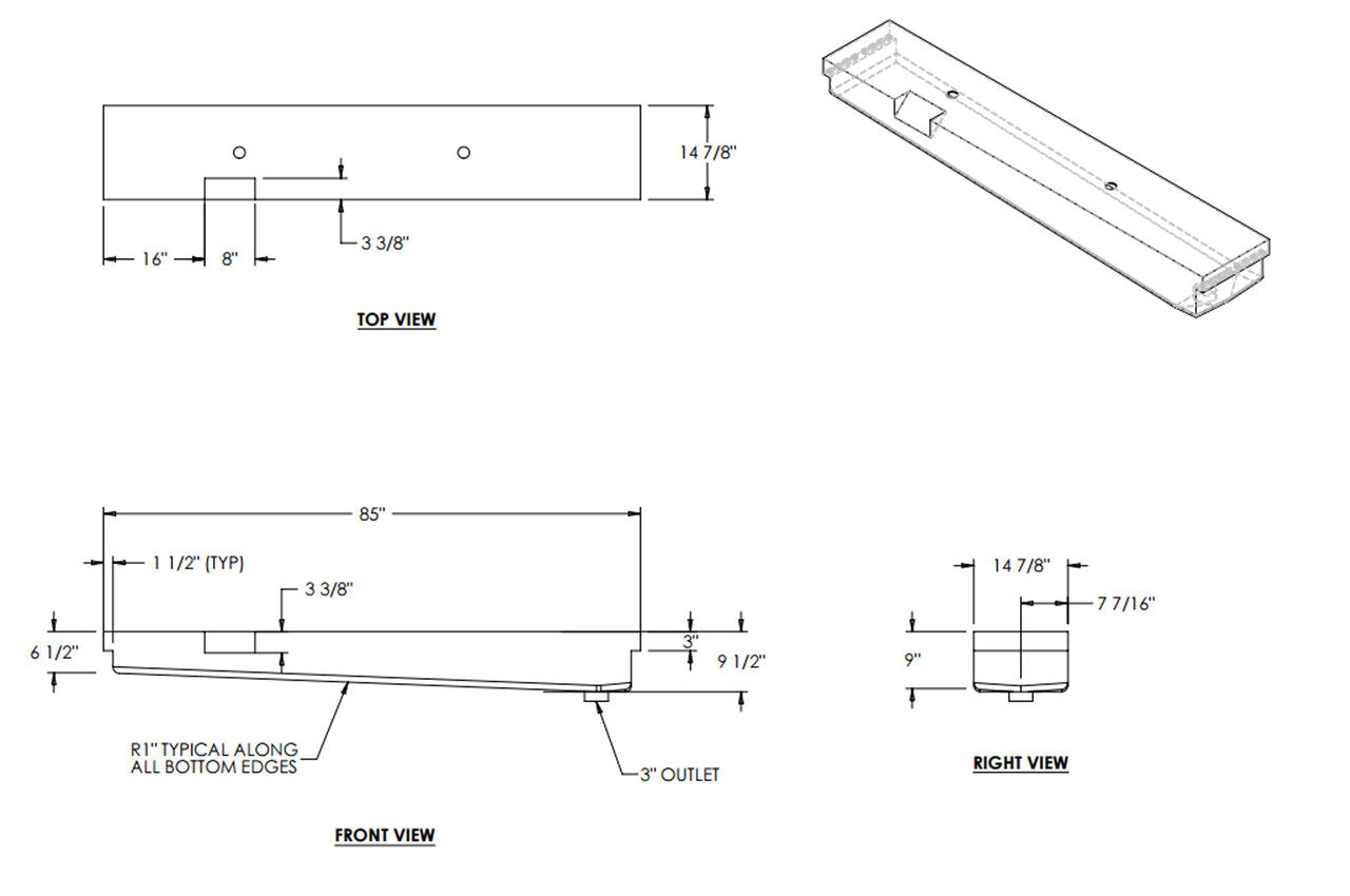 40 Gallon RV Holding Tank 85" x 14 7/8" x 9 1/2" EPI 4304 - discontinued per Sherri