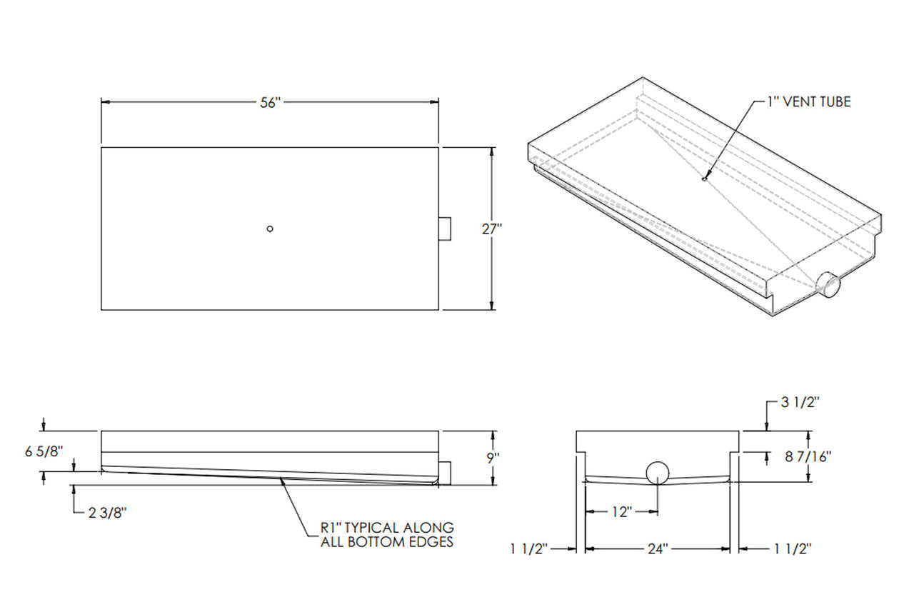45 Gallon RV Holding Tank 56" x 27" x 9" EPI 4793 or H1240002