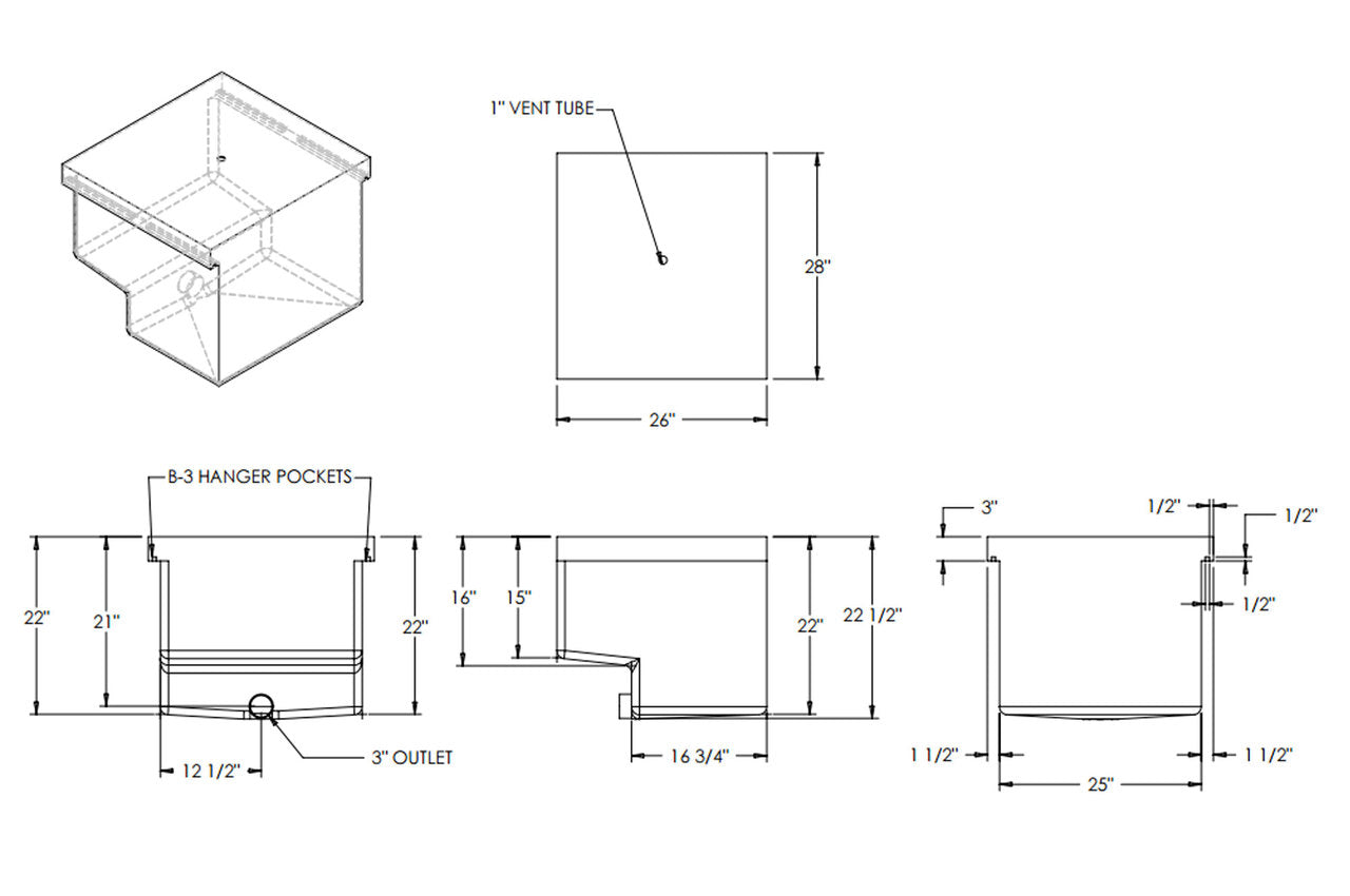 53 Gallon RV Holding Tank 28" x 26" x 22.5" - Black Water Gray Water Tank EPI 9556H