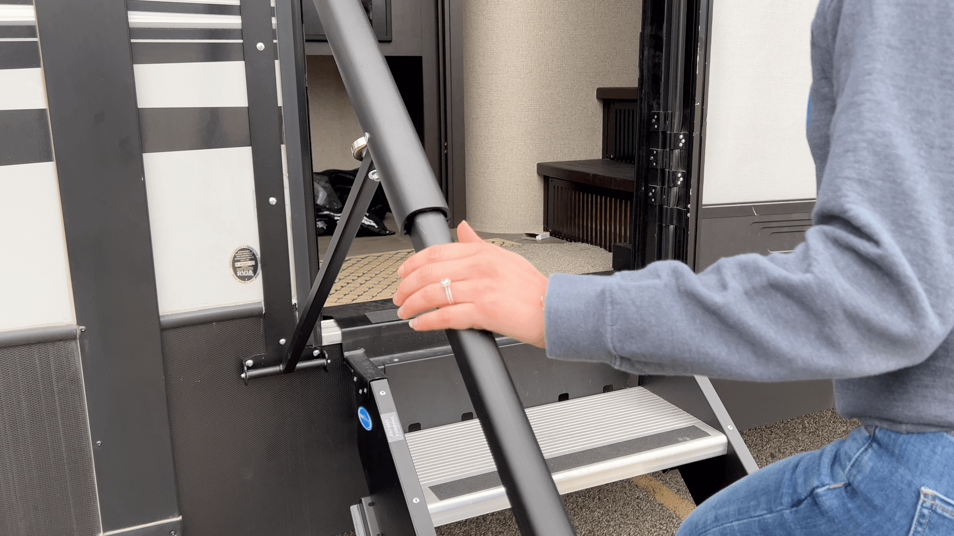 MORryde SP56-469 Safe-T-Rail Entrance Hand Rail for RV - Telescoping Entry Door Safety Rail