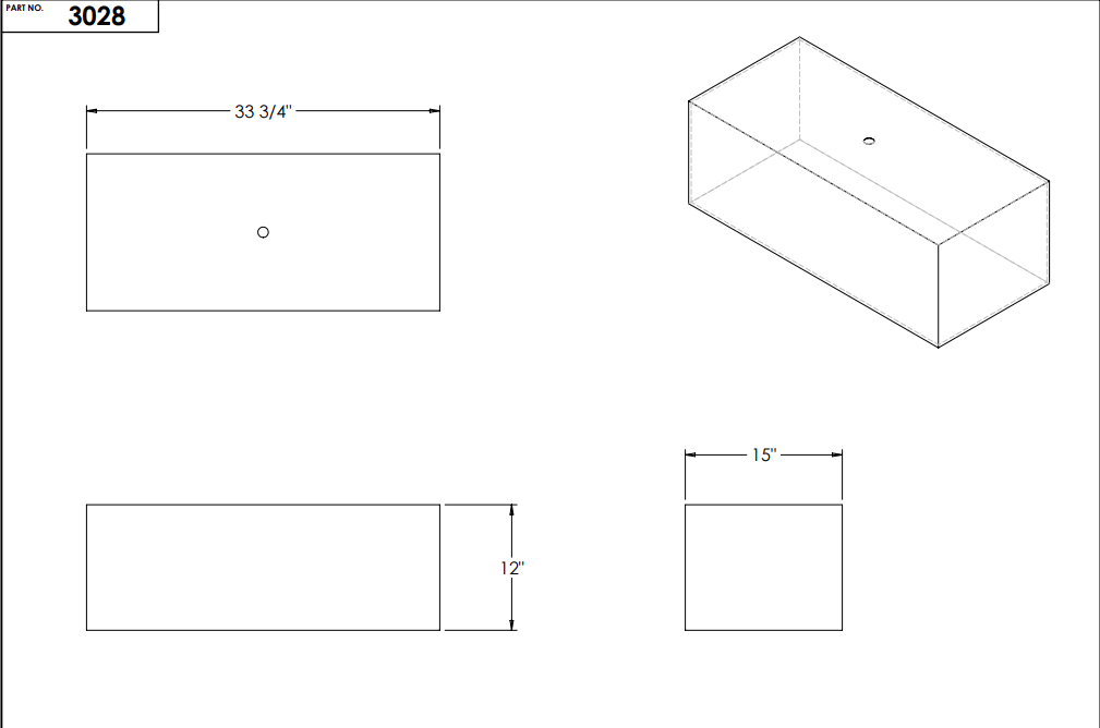 25 Gallon RV Water Tank 33 3/4" x 15" x 12" EPI 3028 Discontinued