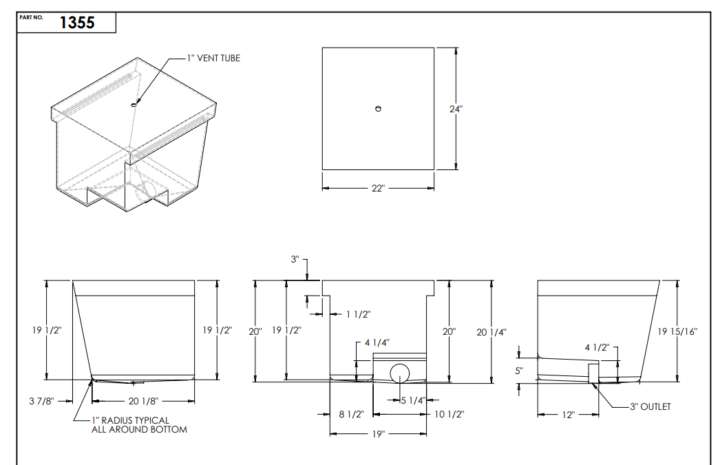 35 Gallon RV Holding Tank 24" x 22" x 20 1/4" EPI 1355 Discontinued