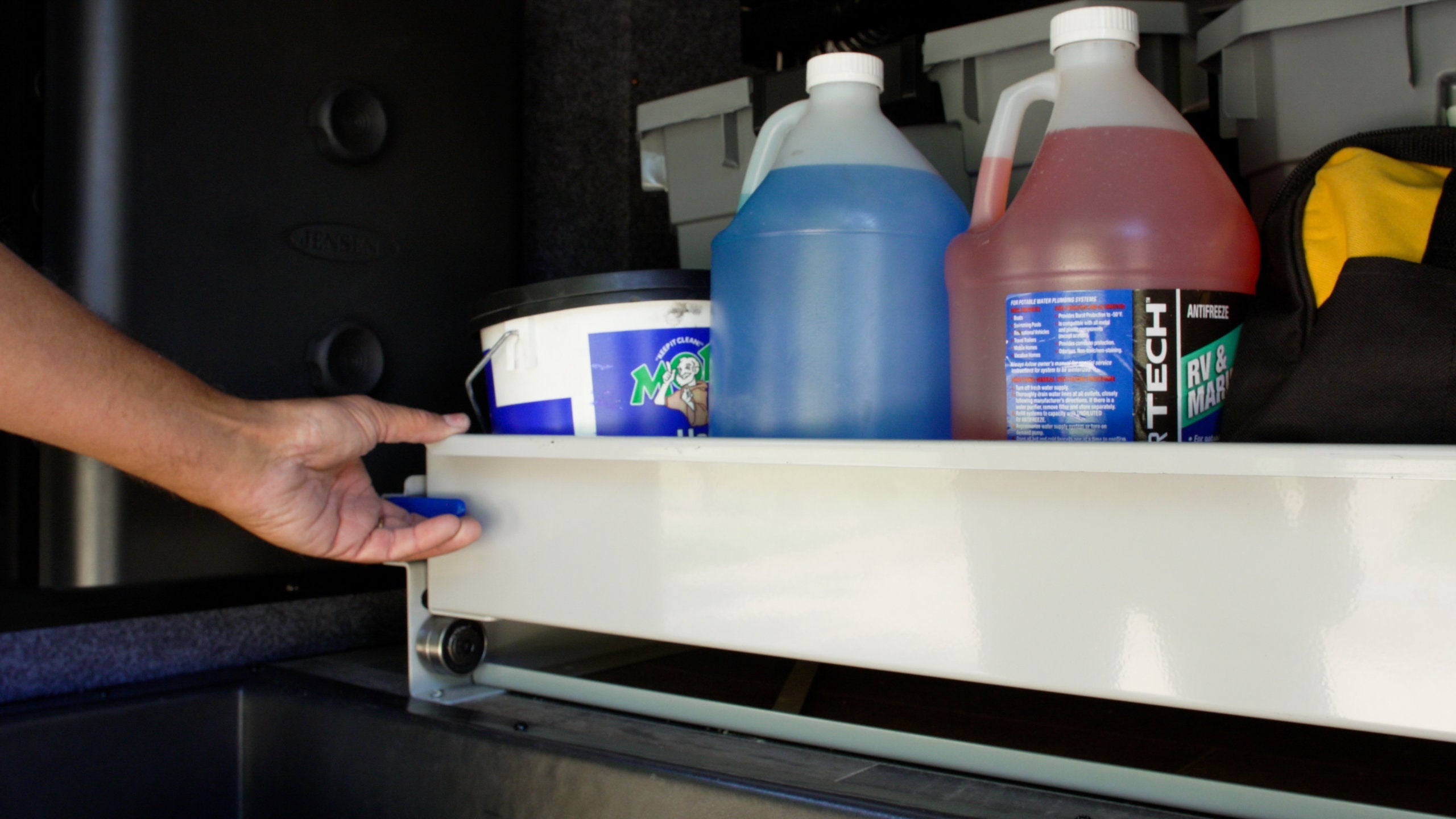 MORryde RV Cargo Slide Tray - Fully Assembled - 80% Extension - 500 lbs Capacity - 2 Way Slide - 26" Width X 72" Length Cargo Tray with Carpet - CTG80-2672-2DW