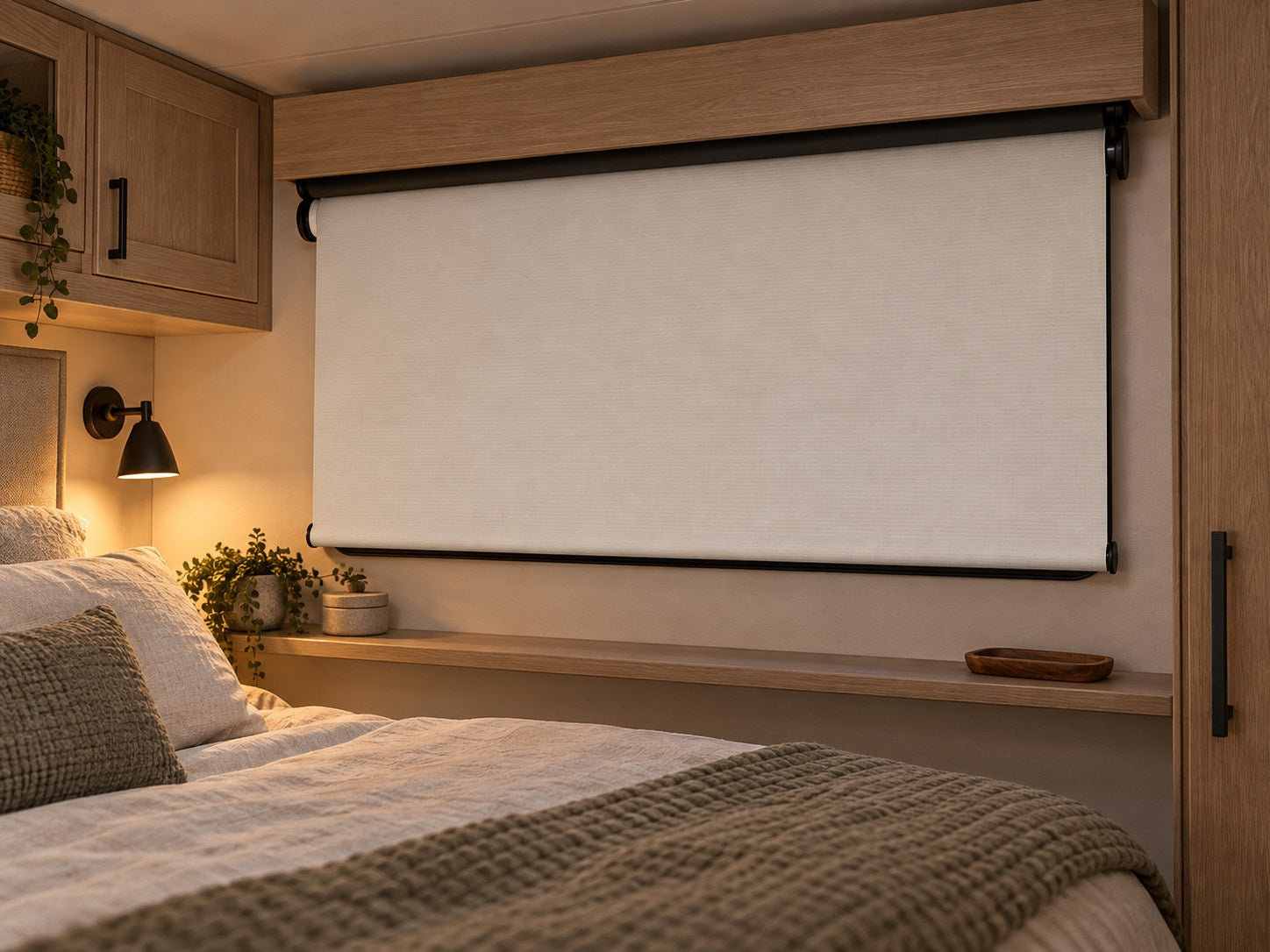 Privacy at the end of the day in an illustrated RV interior