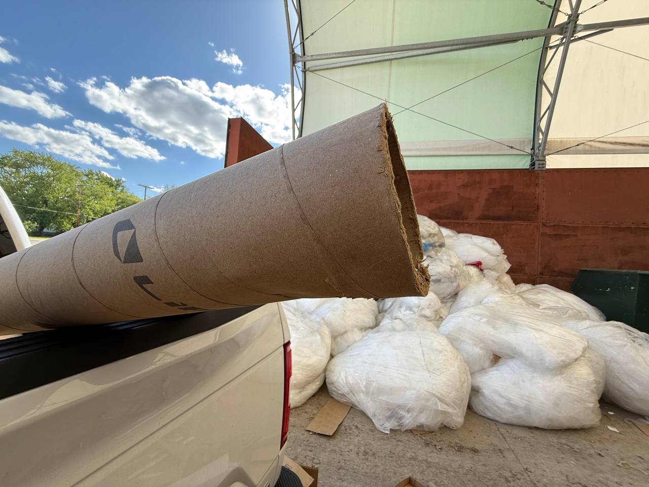 Reusable packaging materials from Tri-Power Recycling prepared for second-use shipping at Elkhart RV Parts