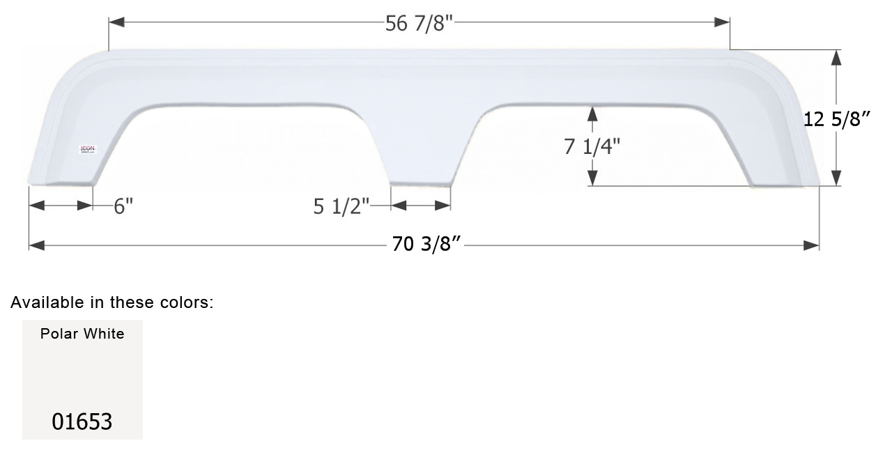 ICON - Fender Skirt, Tandem, Coachmen, FS783, Polar White