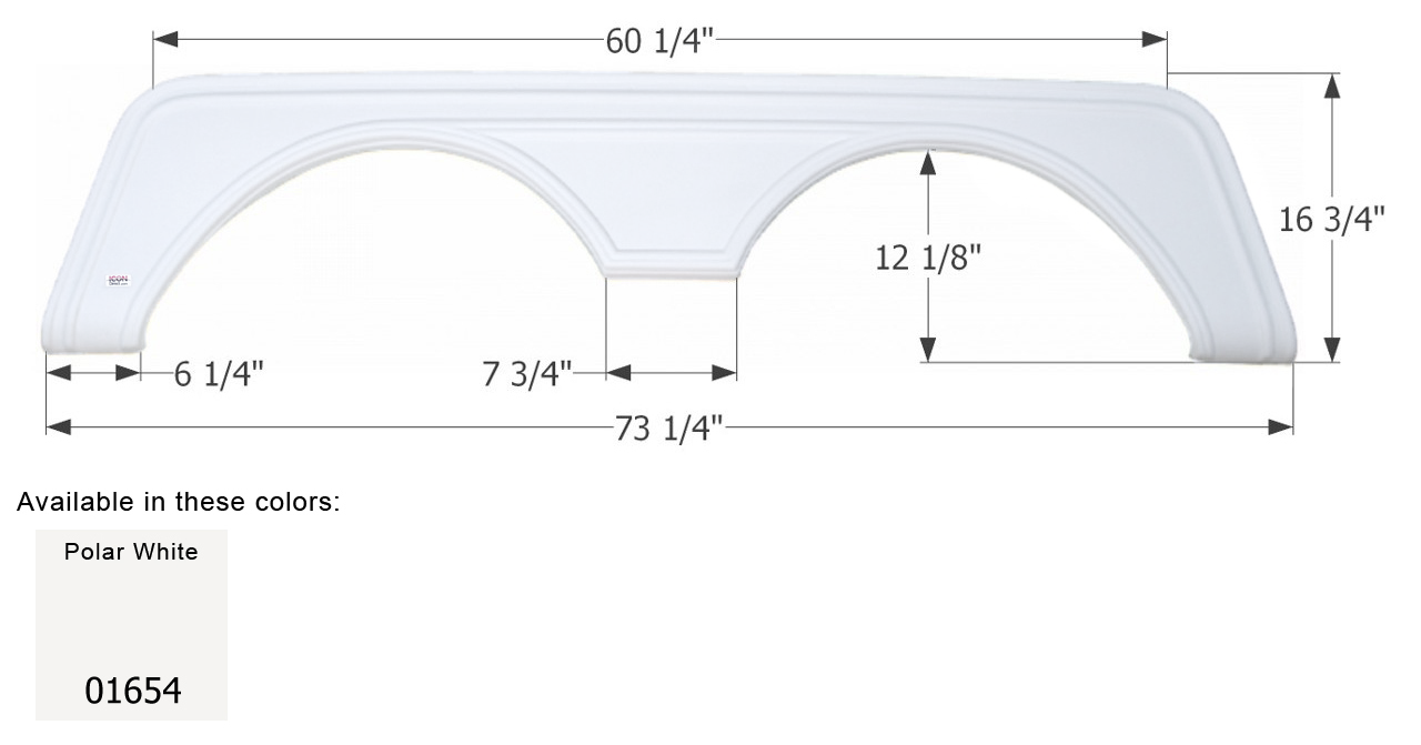 ICON - Fender Skirt, Tandem, Newmar, FS784, Polar White