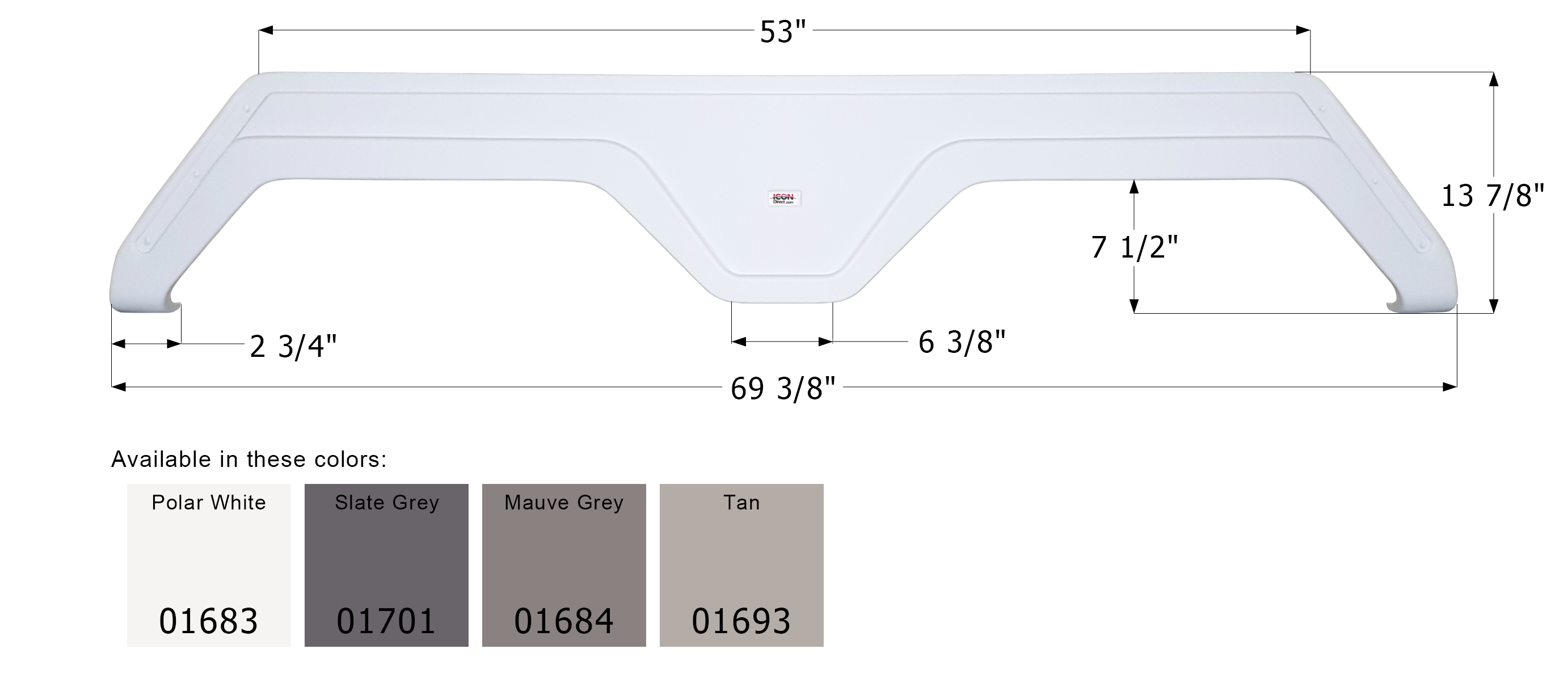 ICON - Fender Skirt, Tandem, Glendale, FS788, Polar White