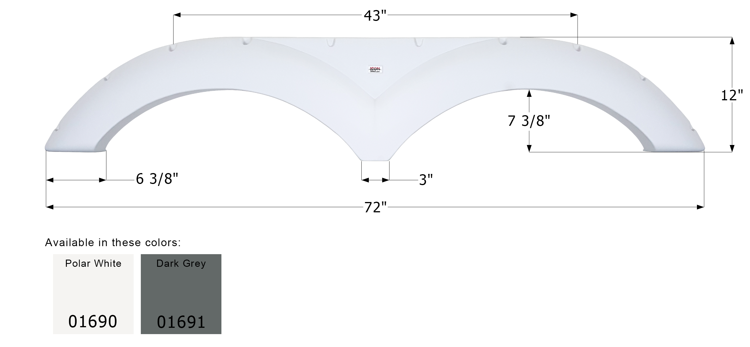 ICON - Fender Skirt, Tandem, Dutchmen, FS790, Polar White