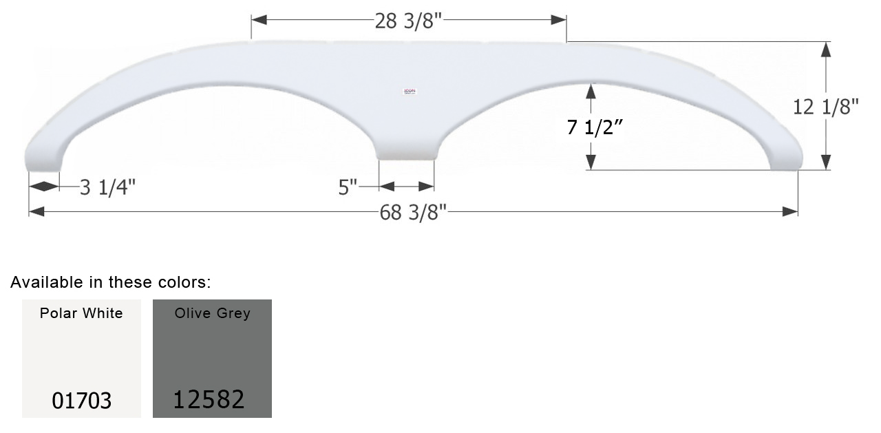 ICON - Fender Skirt, Tandem, Gulf Stream, FS1703, Polar White