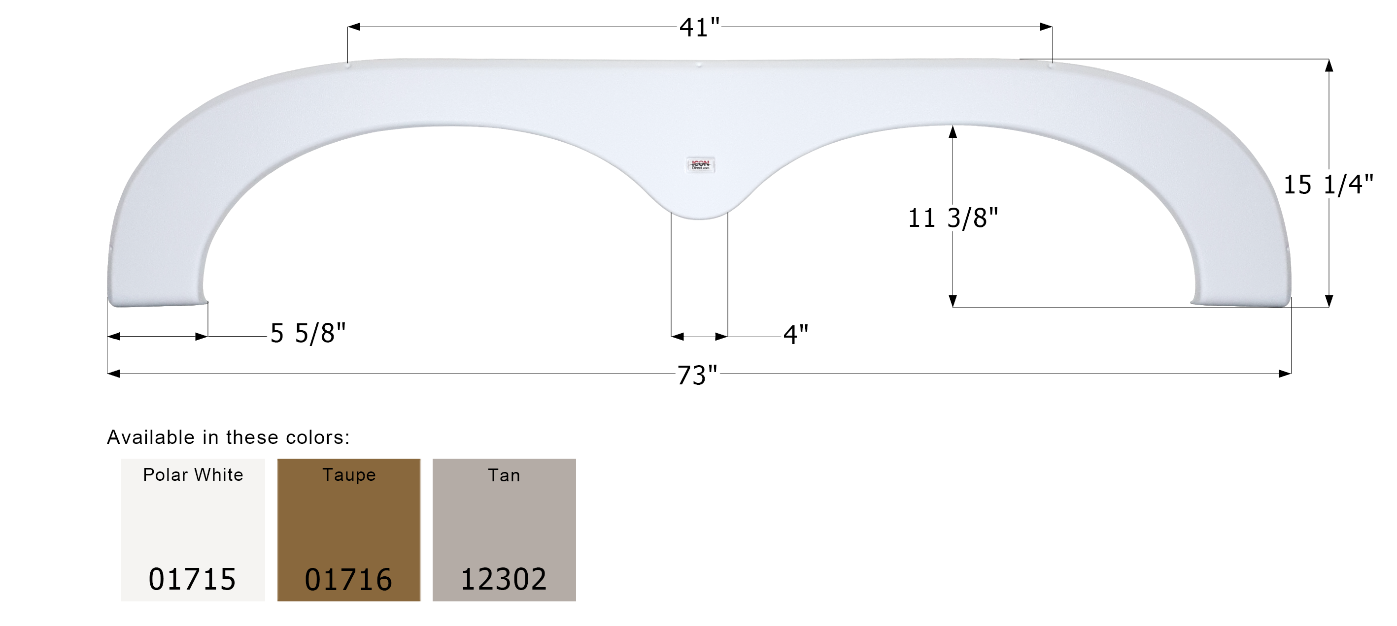 ICON - Fender Skirt, Tandem, Keystone, FS1715, Polar White