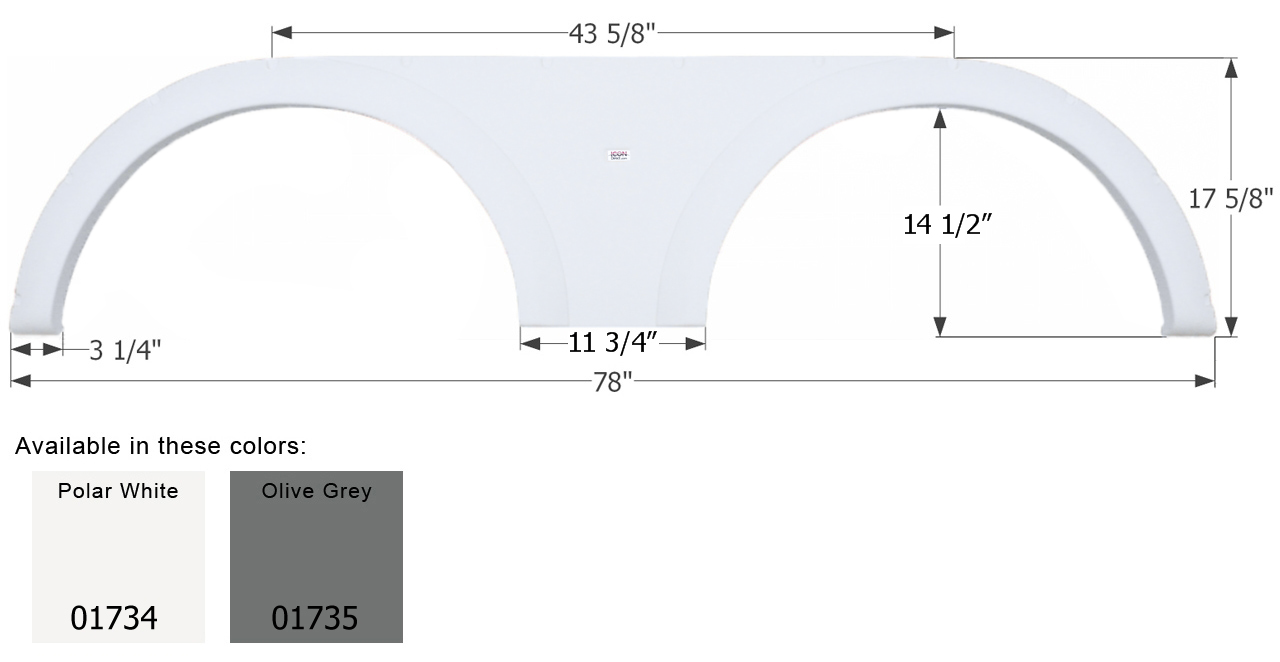 ICON - Fender Skirt, Tandem, Keystone, FS1734, Polar White