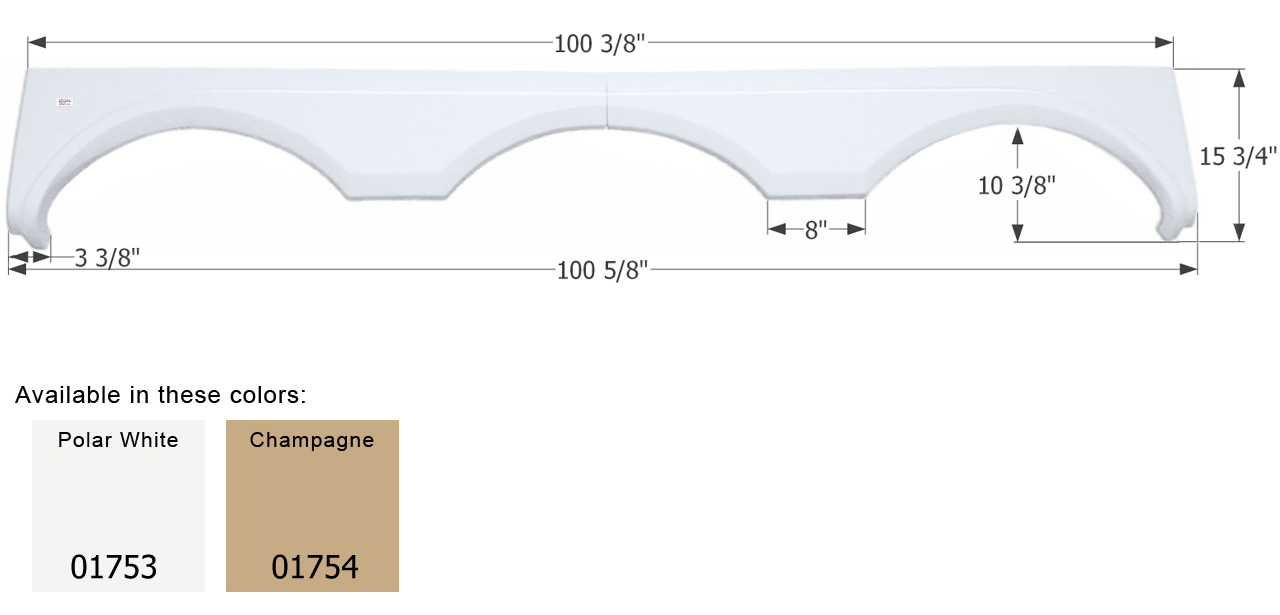 ICON - Fender Skirt, Triple, Gulf Stream, FS1753, Polar White