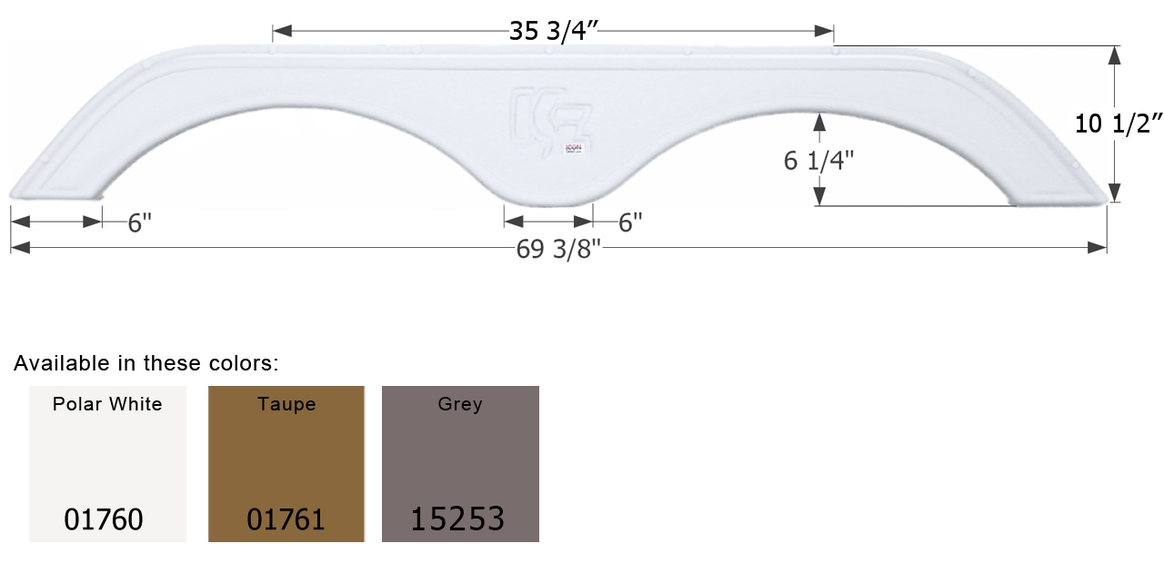 ICON - Fender Skirt, Tandem, KZ, FS1760, Polar White