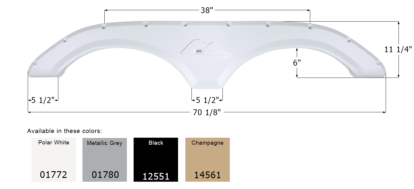 ICON - Fender Skirt, Tandem, Keystone, FS1772, Polar White