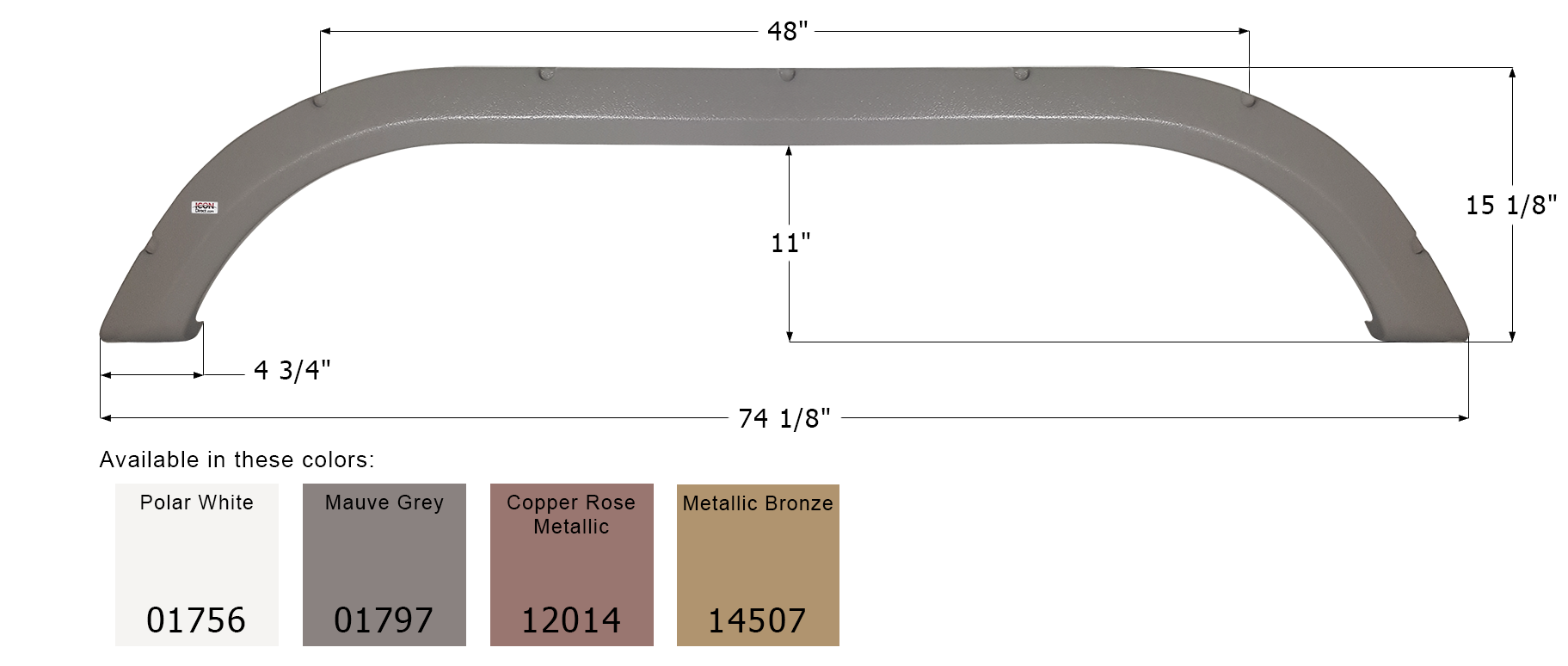 ICON - Fender Skirt, Tandem, Carriage, FS1756, Mauve Grey