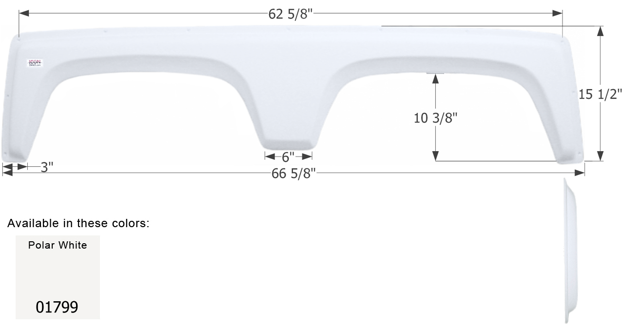 ICON - Fender Skirt, Tandem, Cruiser, FS1799, Polar White