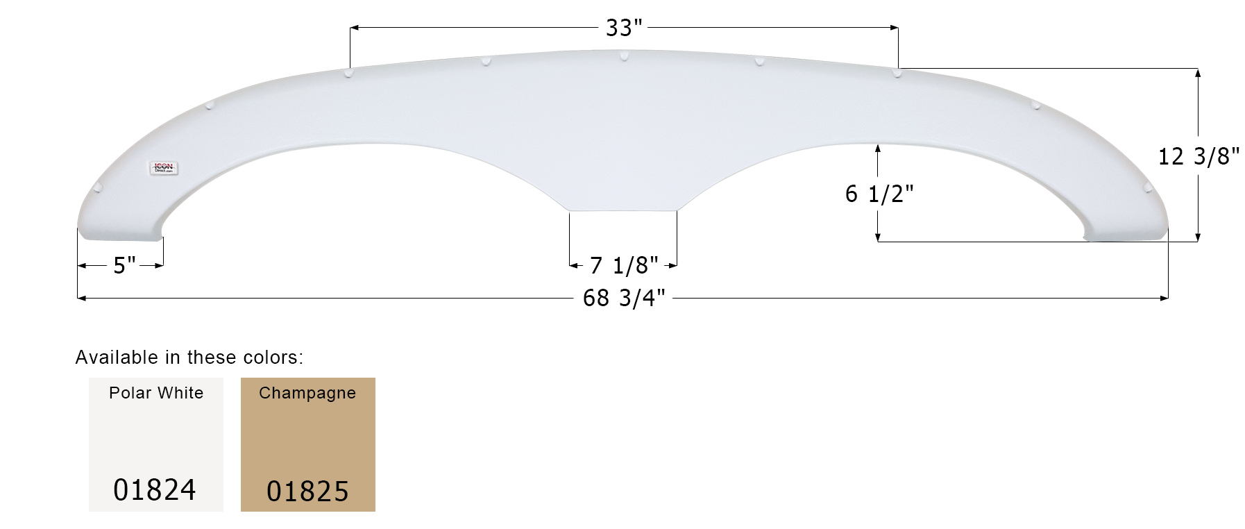 ICON - Fender Skirt, Tandem, Sunline, FS1824, Polar White