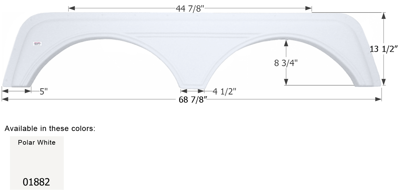 ICON - Fender Skirt, Tandem, KZ, FS1882, Polar White