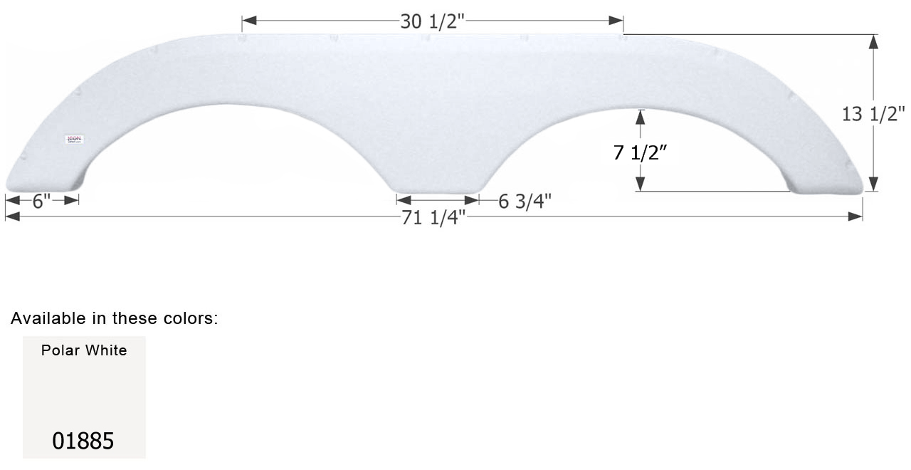 ICON - Fender Skirt, Tandem, Gulf Stream, FS1885, Polar White