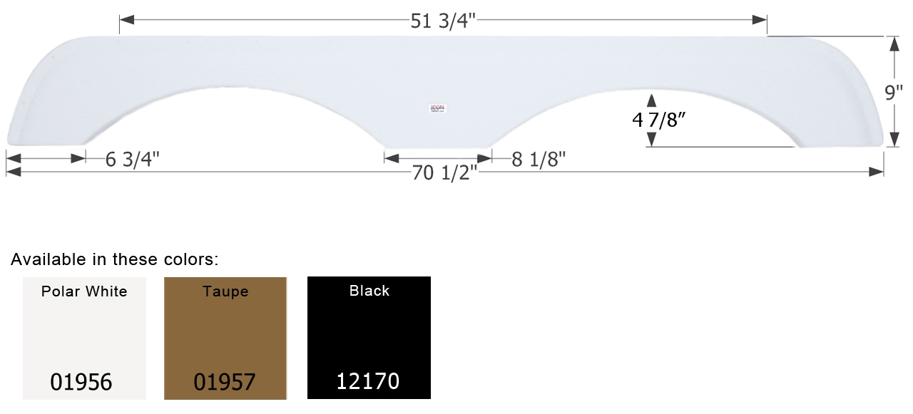 ICON - Fender Skirt, Tandem, Gulf Stream, FS1956, Polar White