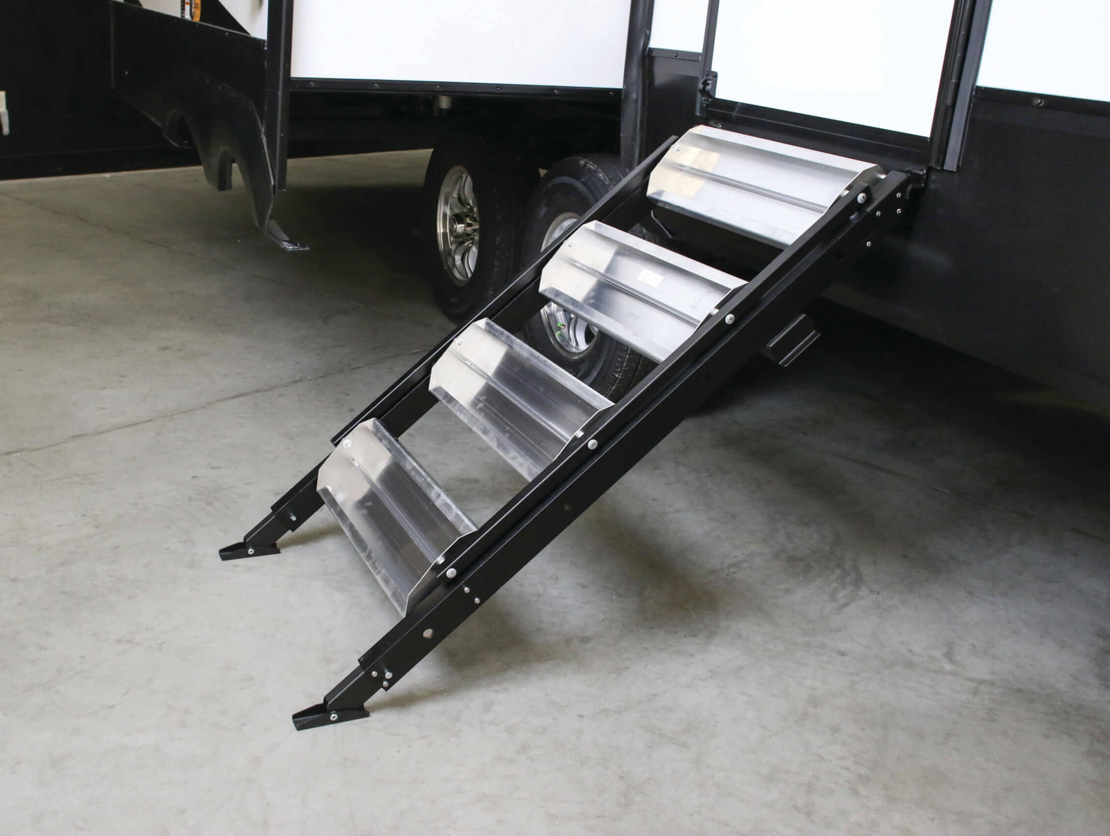 MORryde STP-217 StepAbove Flip Tread 3-Step RV Entry Steps - Innovative Folding Design for Maximum Ground Clearance